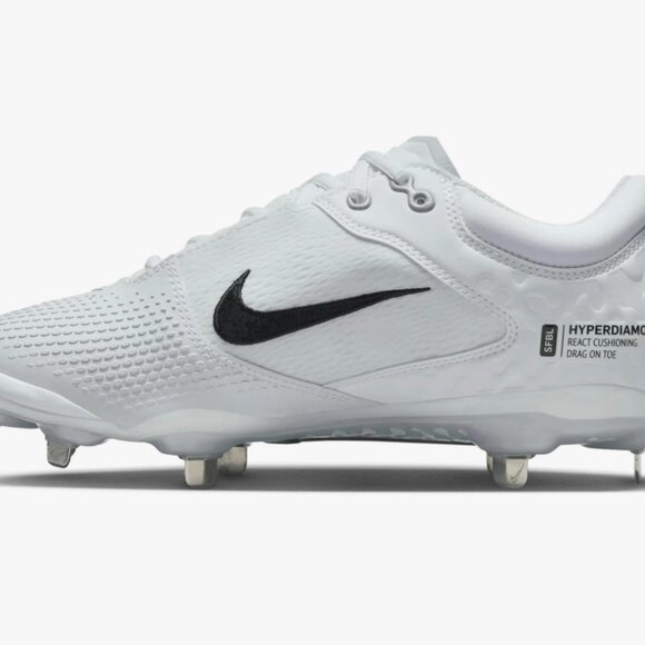 Women's Nike Hyper Diamond 4 Elite Softball Cleats Size 8 White Grey CZ5917-100 - Picture 3 of 8